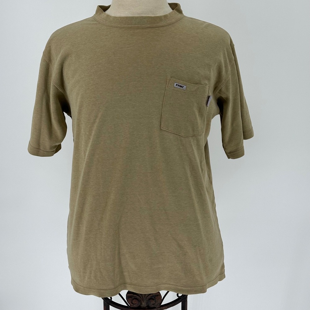 Vintage Tyndale FRMC Flame Resistant Pocket T-Shirt Khaki USA‎ Men's M